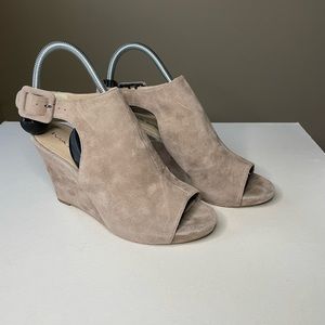 Via Spiga Suede Leather Wedge Sandals 8